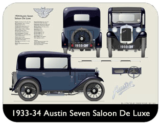 Austin Seven Saloon De Luxe 1933-34 Place Mat, Medium